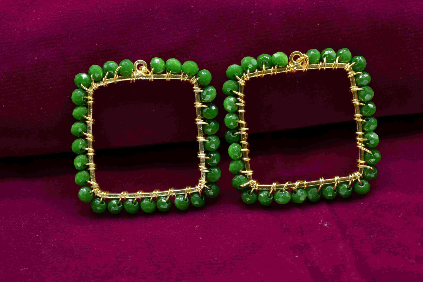 Emerald Quartz Wire Wrapped Dangle Connector,Gemstone Component,Handmade Earring,Finding Necklace Component Jewelry,Beaded Earring Connector