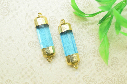 Sky Topaz Pointed Pendants,Gemstone Sky Topaz Jewelry Making Supply,Double Bail Point Connectors,Pencil Pendants,Handmade Pencil Charms,Gift