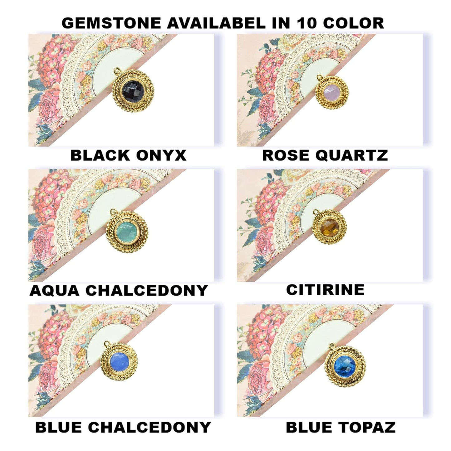 Circle Bezel Charm Pendants,Handmade Briolettes Pendant,Gemstone Beads Jewelry,Station Bezel Link,Craft Supplies,Single Bail Connectors,Gift