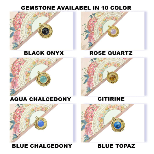 Circle Bezel Charm Pendants,Handmade Briolettes Pendant,Gemstone Beads Jewelry,Station Bezel Link,Craft Supplies,Single Bail Connectors,Gift