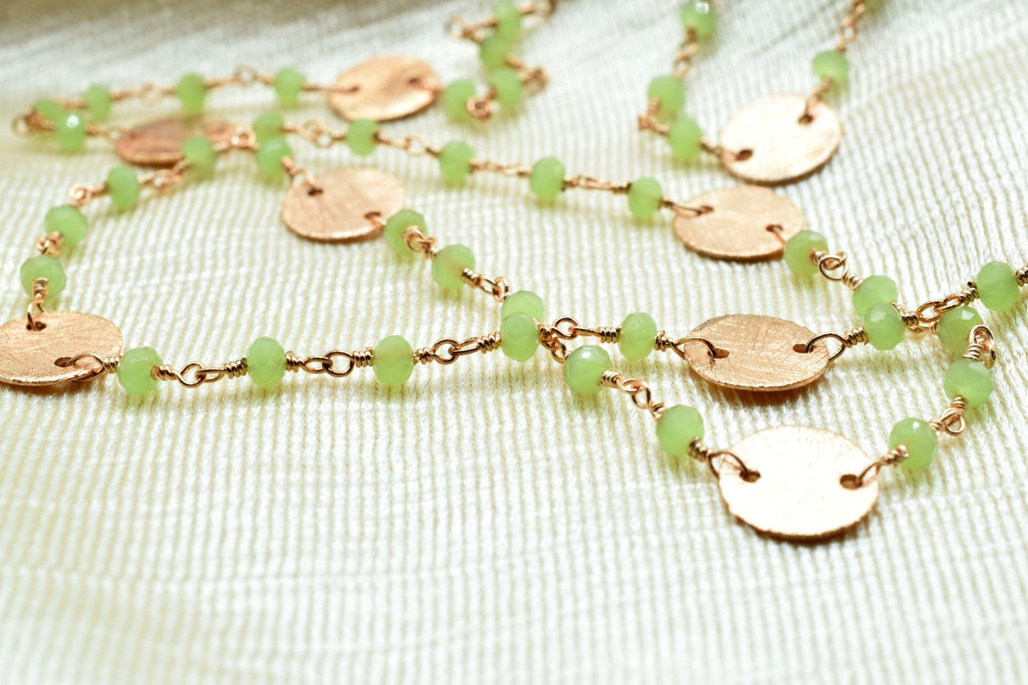 Prehnite 3mm Beaded Chain,Natural Green Prehnite Rondelle Faceted Beaded Rosary Chain,Gold Plated Wire,Jewelry Making,circle charms chain,