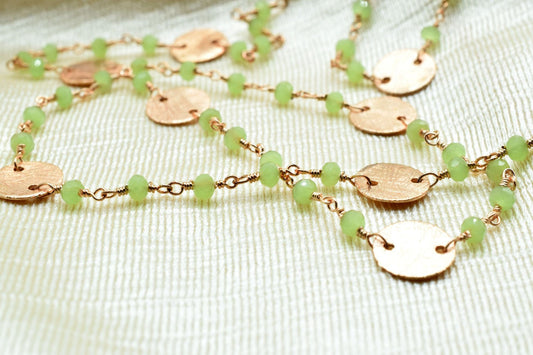Prehnite 3mm Beaded Chain,Natural Green Prehnite Rondelle Faceted Beaded Rosary Chain,Gold Plated Wire,Jewelry Making,circle charms chain,