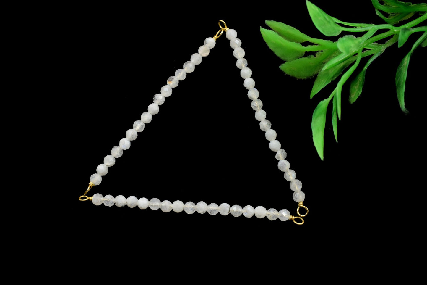 Moonstone Bar Pendant,Double Loop Connector,Wire Wrapped Beads Pendant,3mm Moonstone beaded Pendant,Double Bail,Necklace Making Supply,Gift