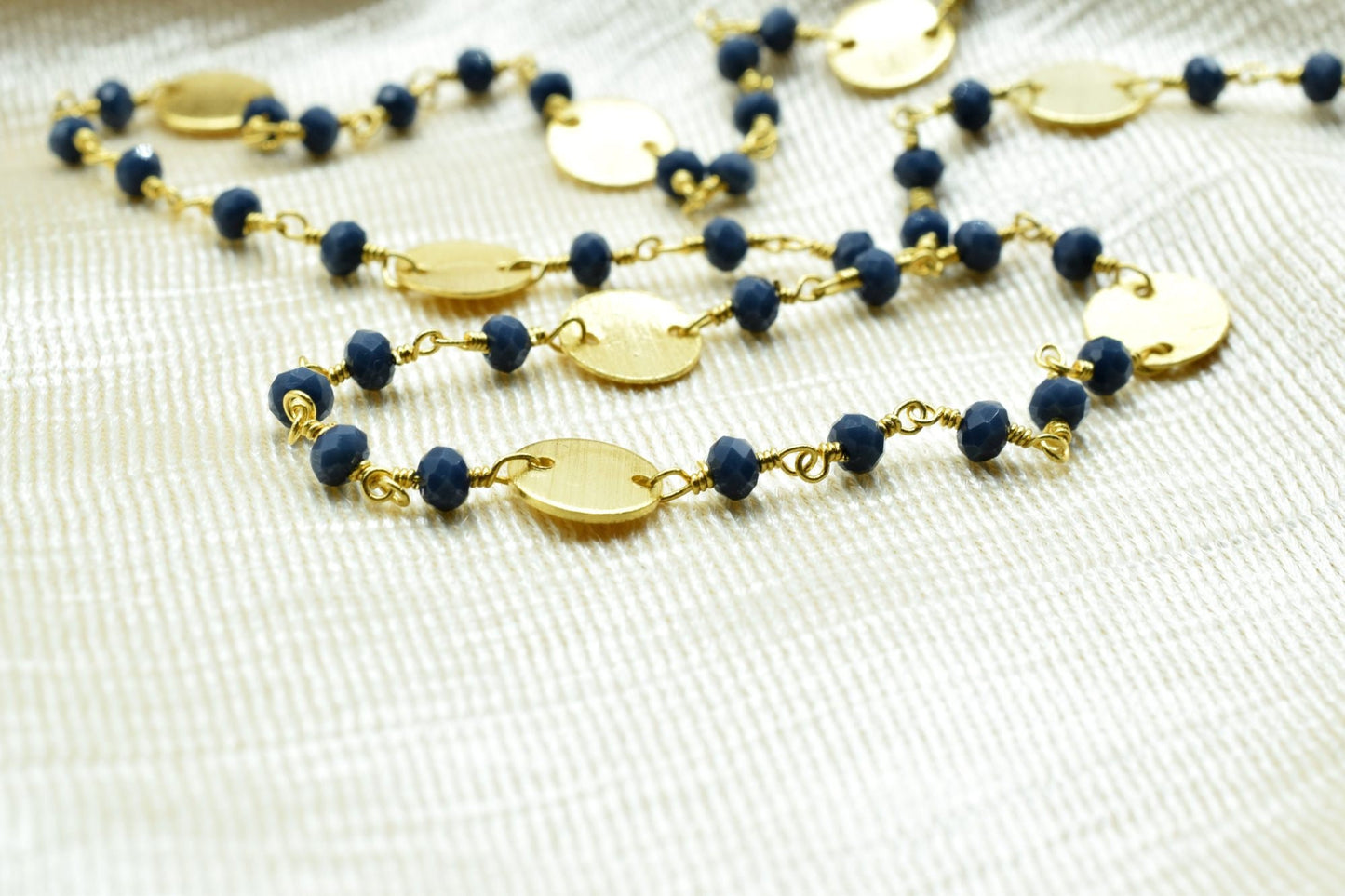 Blue Agate 3mm Beaded Chain,Blue Agate Rosary Chains,Blue Agate Wire Wrap Chain,Brass chain,Jewelry Making Chain,Rosary chain,brass charms