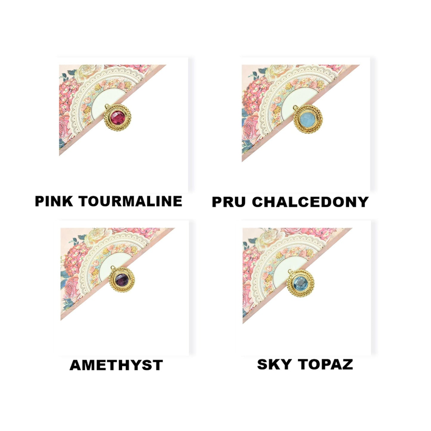 Gemstone Round Bezel Connectors,Handmade Component Pendant Beads Jewelry,Station Bezel Link,Craft Supplies,Single Bail Charms Pendants,Gift