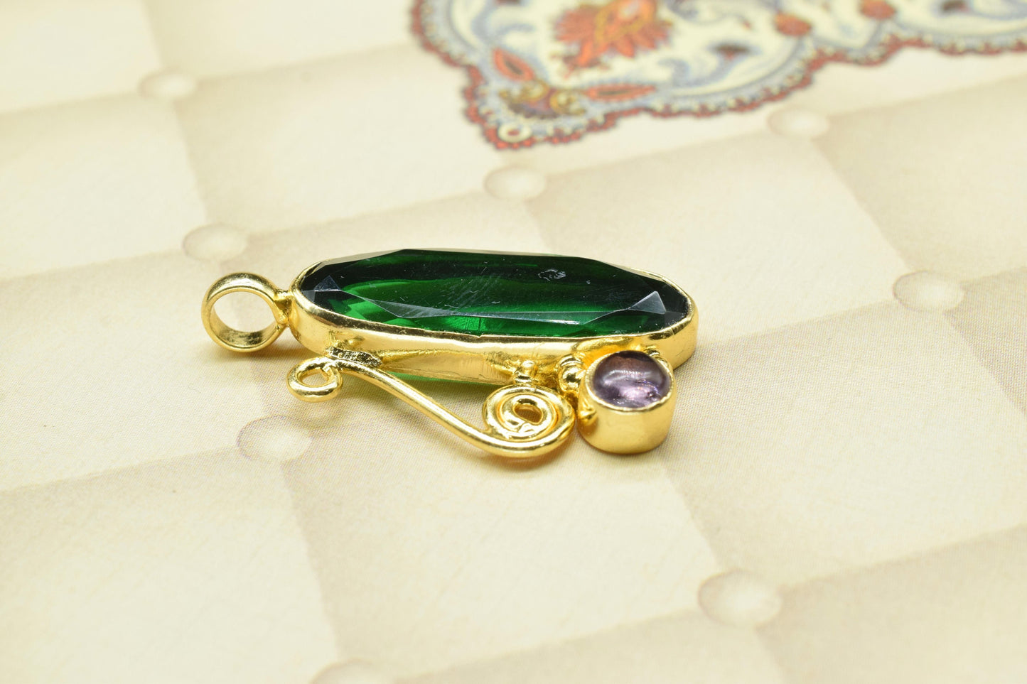 Peridot Designer Pendant Charm,Brass Pendant,Handmade Craft,Marquise Pendant Jewelry,Gemstone Pendant,Statement Pendant,August Birthstone