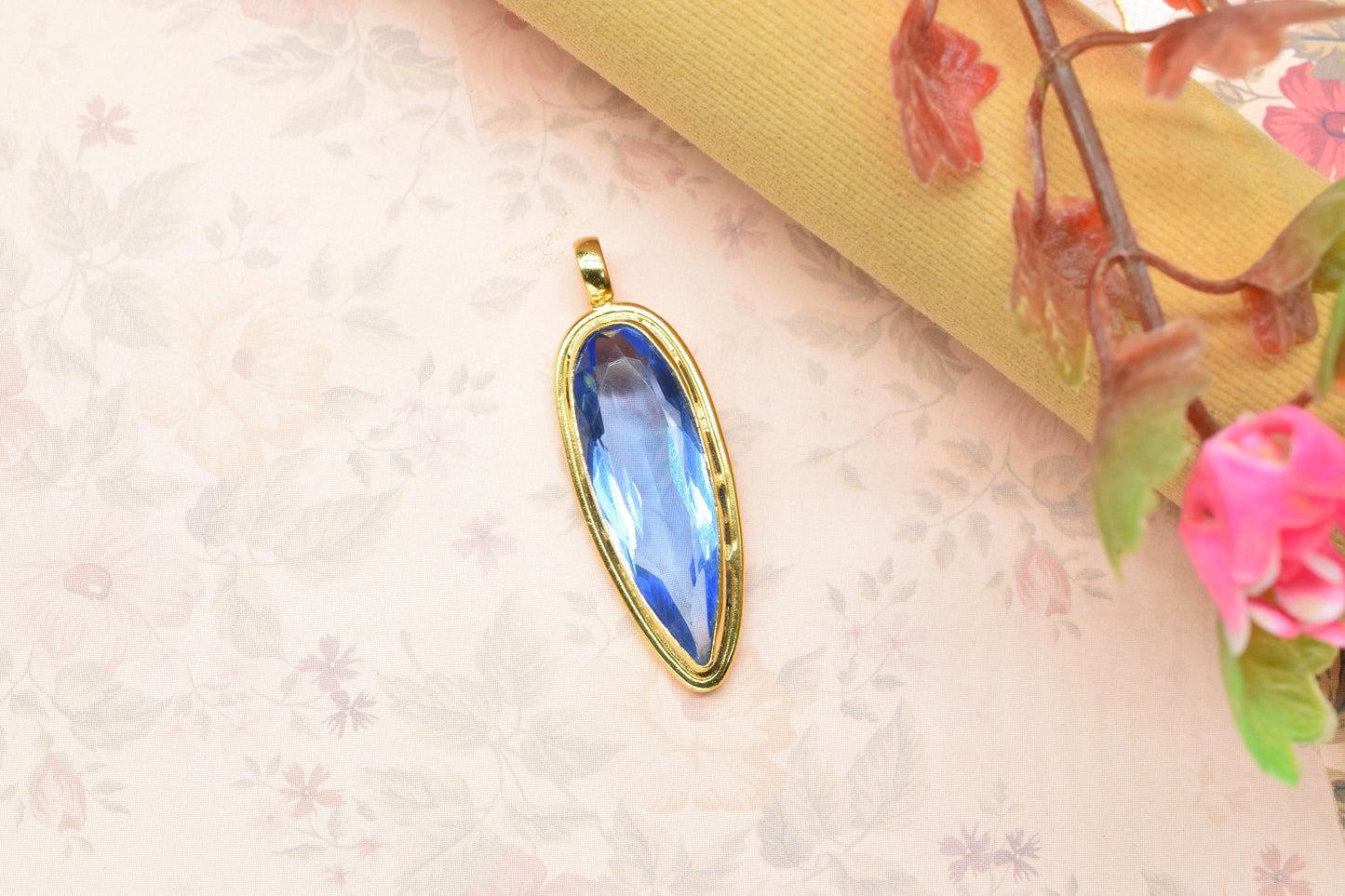 Tanzanite Bezel Pendant Charms,Brass Pendant,Handmade Craft,Teardrop Pendant Jewelry,Gemstone Pendants,Statement Pendant,Loop Pendant,Gift