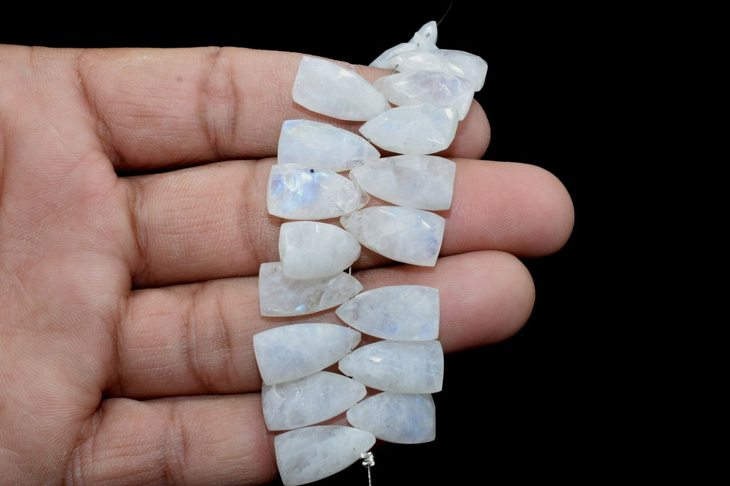 Rainbow Moonstone long Triangle beads,8x16mmTrillion Faceted Beads, pyramid shape beads,Fancy shape Briolettes,moonstone jewelry beads