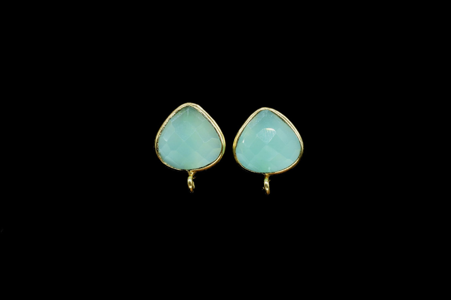 Aqua Chalcedony 10mm Heart  earring Connector,Jewelry,Gemstone Ear Post Studs Connector,10mm Heart Shape Earrings Connector,bezel Jewelry