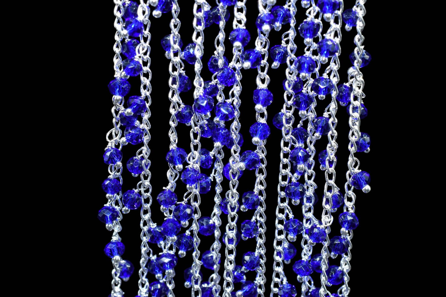 Blue sapphire Quartz Cluster Rosary Chain,sapphire Faceted Rosary Chain,Dangling Rosary Chain,Unqiue Rosary,Wire Wrapped Beads Rosary,Rosary