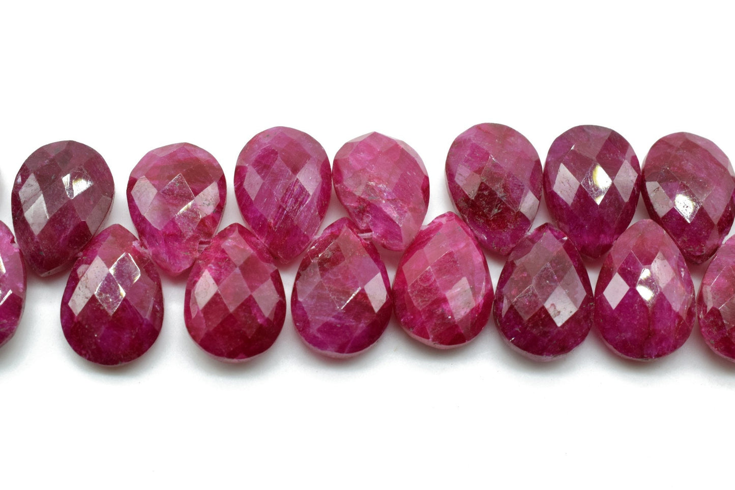 Ruby 9x13 Briolettes,Natural Ruby Beads,Faceted Ruby Beads,Ruby Beads,Ruby Faceted Pear Briolettes,Ruby Drops,Jewelry making beads,Supplies