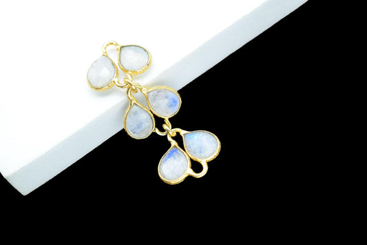 Natural Moonstone Pendant Charms/Gold Plated Jewelry/Handmade Jewelry/Moonstone Chamrs/Brass Connnector Charms/Women Jewelry/Birthday Gift