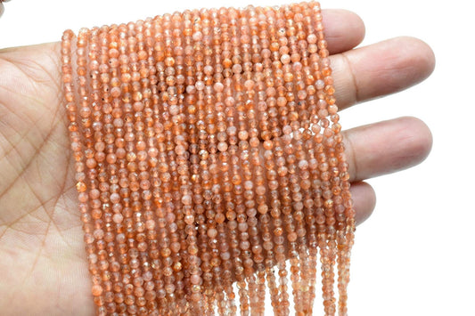 Natural Sunstone Faceted Beads,Jewelry Making beads,3mm rondelle beads,Gemstone faceted beads,13'' long bead strand,Sunstone Beads,AAA GRADE