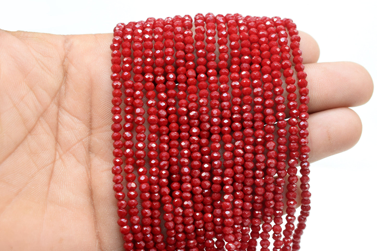 Red Ruby 3.50mm Faceted Beads,Ruby Jewelry Making beads,Red Gemstone Wholesale Beads supplier,Red Ruby Quartz Beads,Ruby Roundel Bead Strand