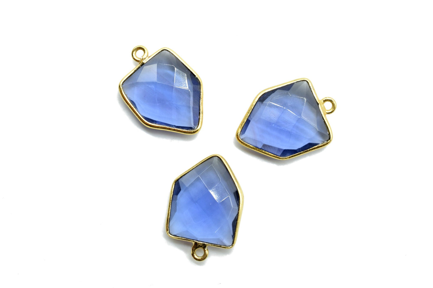 Iolite 13x17mm Bezel charm,Iolite fancy pendant,Iolite Gold Plated bezel,Brass Charms,Connector,Iolite Jewelry Making charms,-Charm Pendant