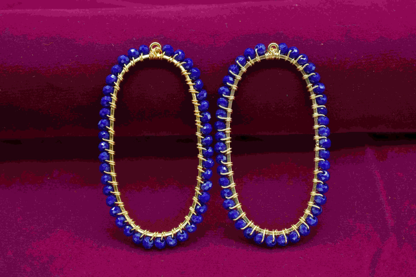 Lapis Lazuli beads Connector,Lapis Gemstone Bead Necklace,Oval Shape Component,Finding Component Jewelry,Lapis Wire Wrapped Handmade Jewelry