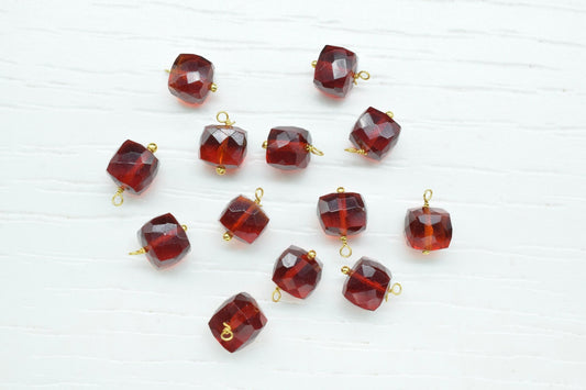 Garnet Component pendant Charms,Handmade pendant Jewelry,Square pendant,Garnet Charms,Gemstone 3D Cube Beads,Garnet pendant Connectors,Gift