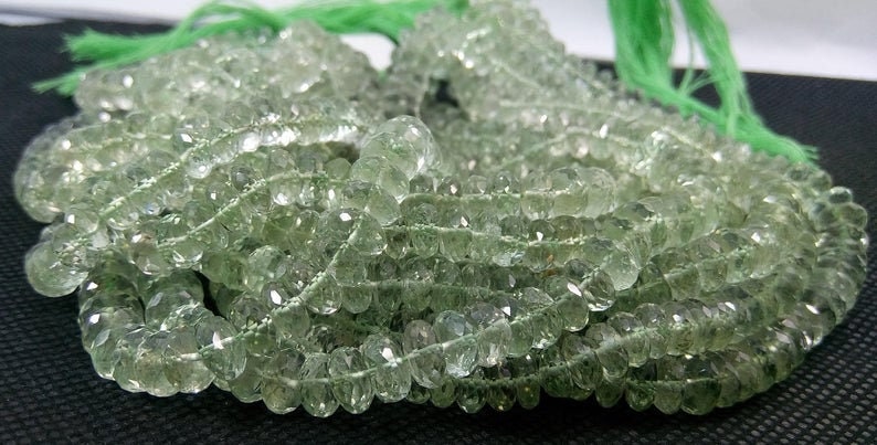Green Amethyst 8mm Rondelle beads,Natural Faceted Rondelle Green Amethyst Gemstone Beads,Natural Green Amethyst Beads 10 Inches Strands