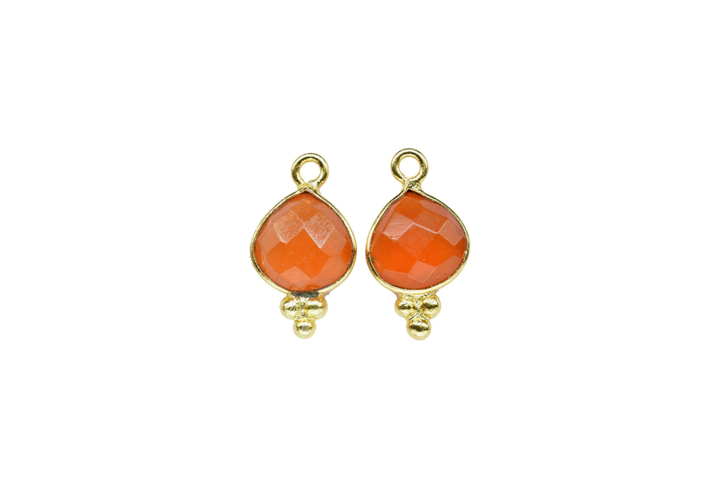 Carnelian Gemstone Heart Shape 8mm Pendant,Carnelian Faceted Single Bail Connector Jewelry,Carnelian Gemstone Bezels Charms Jewellery,Gift