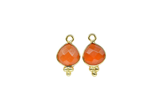 Carnelian Gemstone Heart Shape 8mm Pendant,Carnelian Faceted Single Bail Connector Jewelry,Carnelian Gemstone Bezels Charms Jewellery,Gift