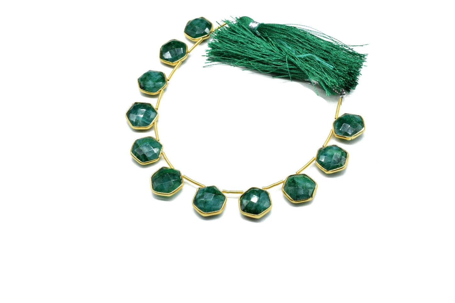 Emerald 10mm Faceted Hexagon Shape Single Bail Connector strand,Single Bail Charm,Emerald Faceted Gemstone JewelryMaking Component