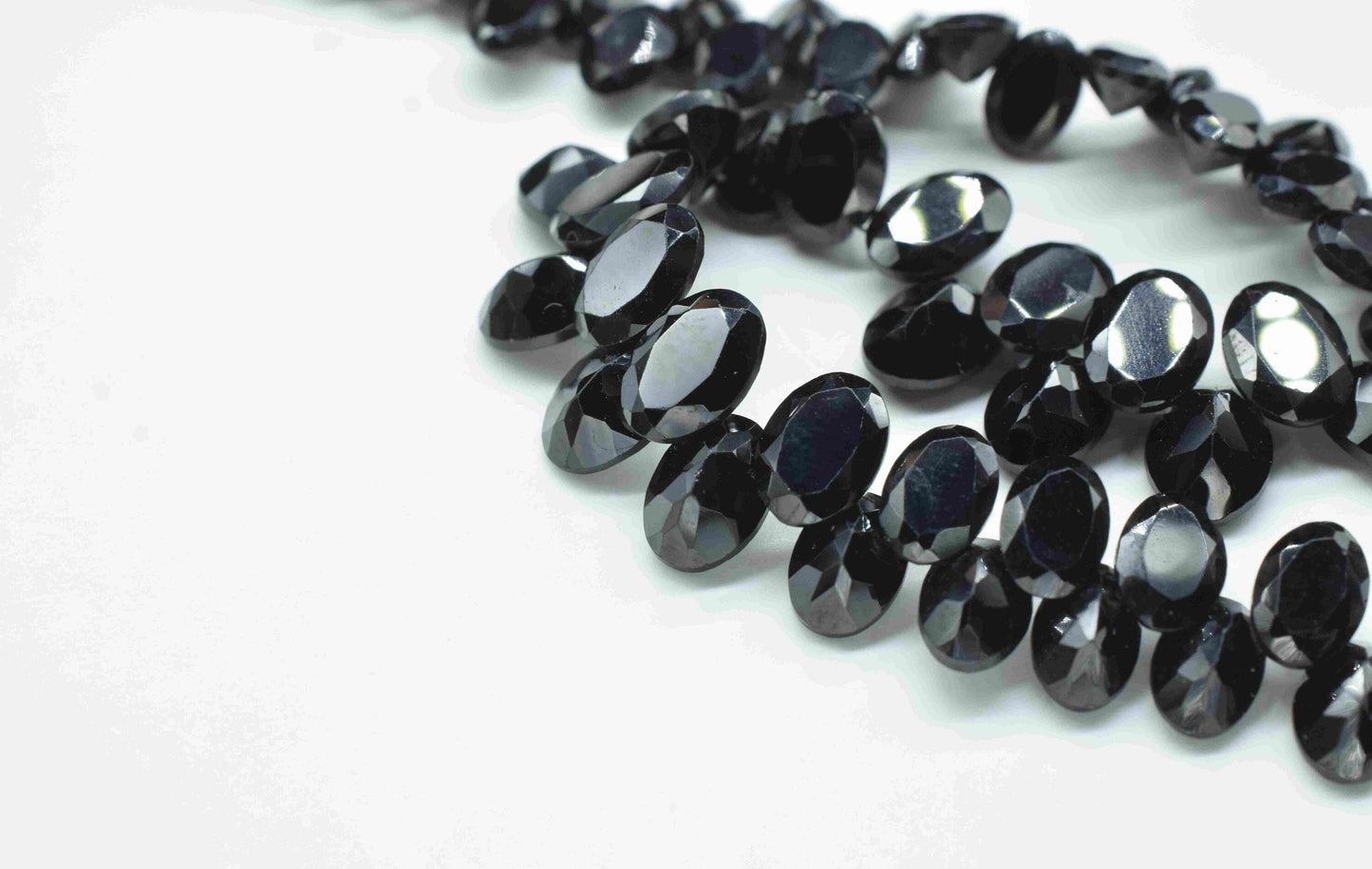 Black Onyx Faceted Beads Briolettes,Gemstone Oval Beads Necklace,Strand Beads jewelry,Handmade Station Link,Semi Precious loose Beads Gift