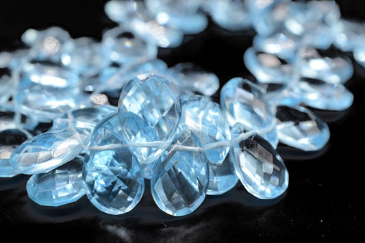 Sky Topaz brioletts ,Side drilled Briolette,Jewelry making supplies,Handmade Briolette,December Birthstone,9x13 size faceted brioletts beads