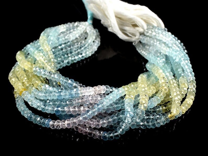 Natural Multi Aquamarine Faceted 5mm to 5.5mm beads,Rondelle Beads,Multi Aquamarine Beads,Gemstone Loose Beads,Faceted Rondelle Beads,strand