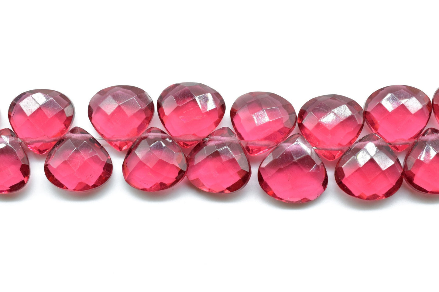 Tourmaline Heart Shape Briolettes,Precious Briolettes,10mm Heart Shape Faceted beads,Pink Briolettes,AAA Quality beads,50 pcs full Strand