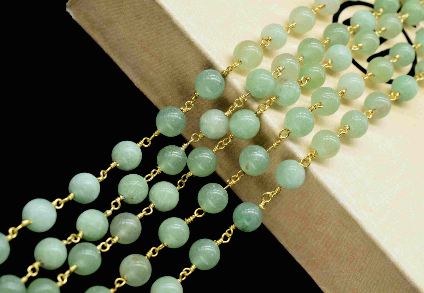 Green Jade Gemstone 6mm Smooth Bead Chain,Green Jade Wire Wrapped Chain Jewelry Making,Green Jade Smooth Round Shape Rosary Handmade Jewelry