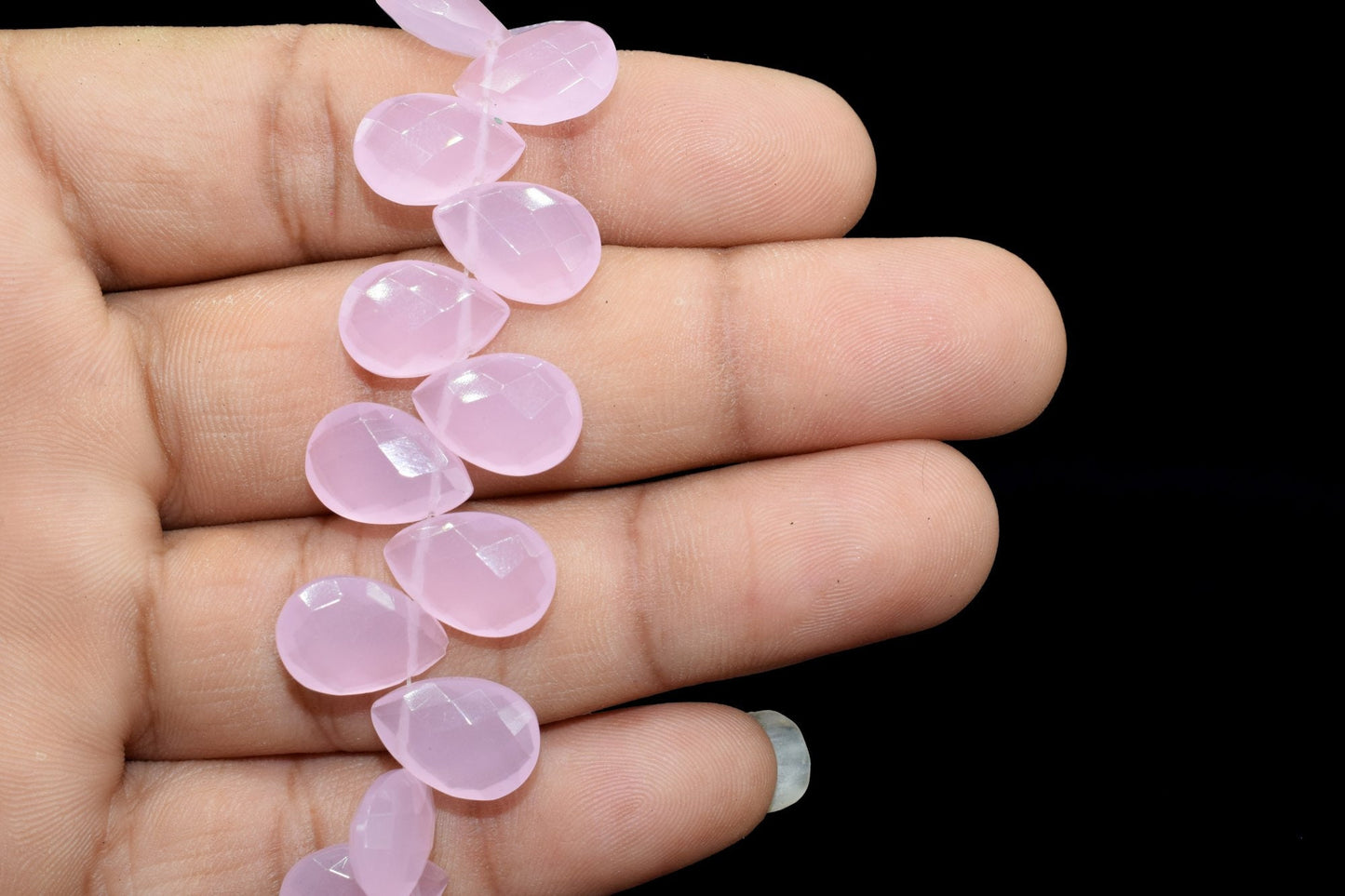 Pink Chalcedony Quartz 9x13mm Faceted Pear Briolettes - Faceted Briolettes - Calibrated Gemstone - Chalcedony Pear Briolette,wholesale beads