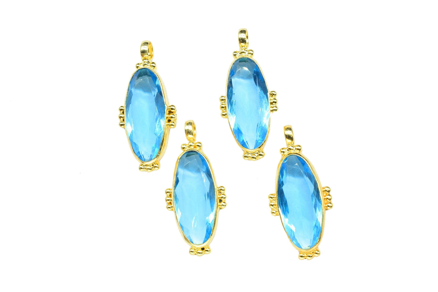 Sky Topaz Pendant Charms,Statement Pendants,Loop Pendants,Boho Pendant,Oval Shape Pendant Jewelry,Gemstone Pendants,Handmade Pendant,Gift