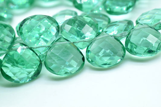 green  Apatite Faceted 10mm Heart Shape Briolettes,Side drilled Briolette,Finest Apatite Briolette,Handmade Briolette, Birthstone briolettes