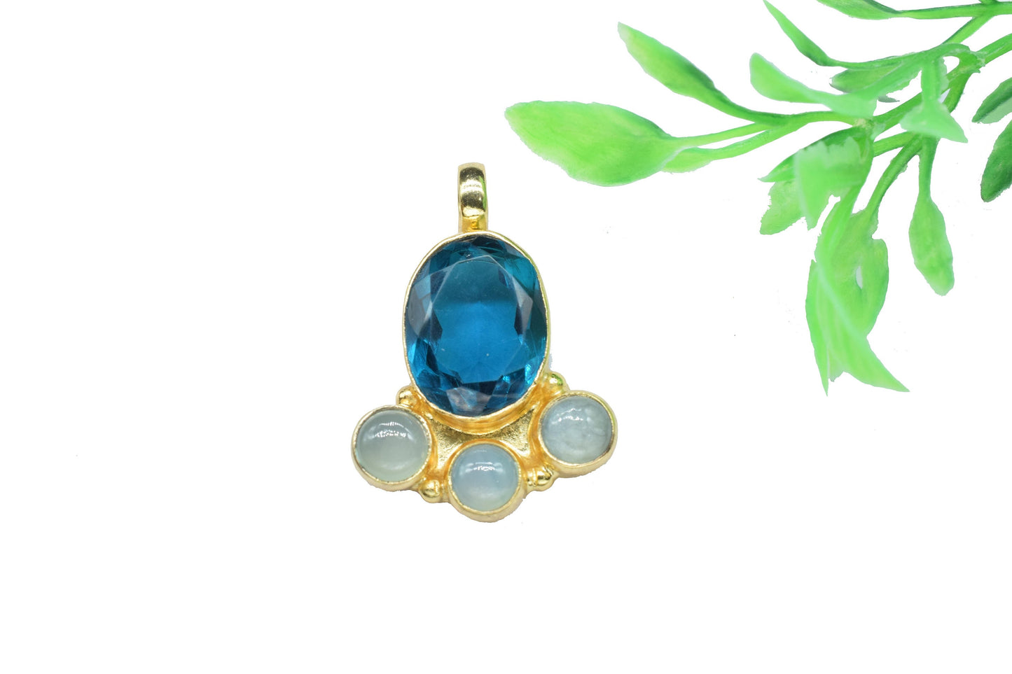 Neon Apatite Designer Pendant Charm,Brass Pendant,Oval shape Pendant Jewelry,Handmade Gemstone Pendant,Statement Pendant,Loop Pendant,Gift