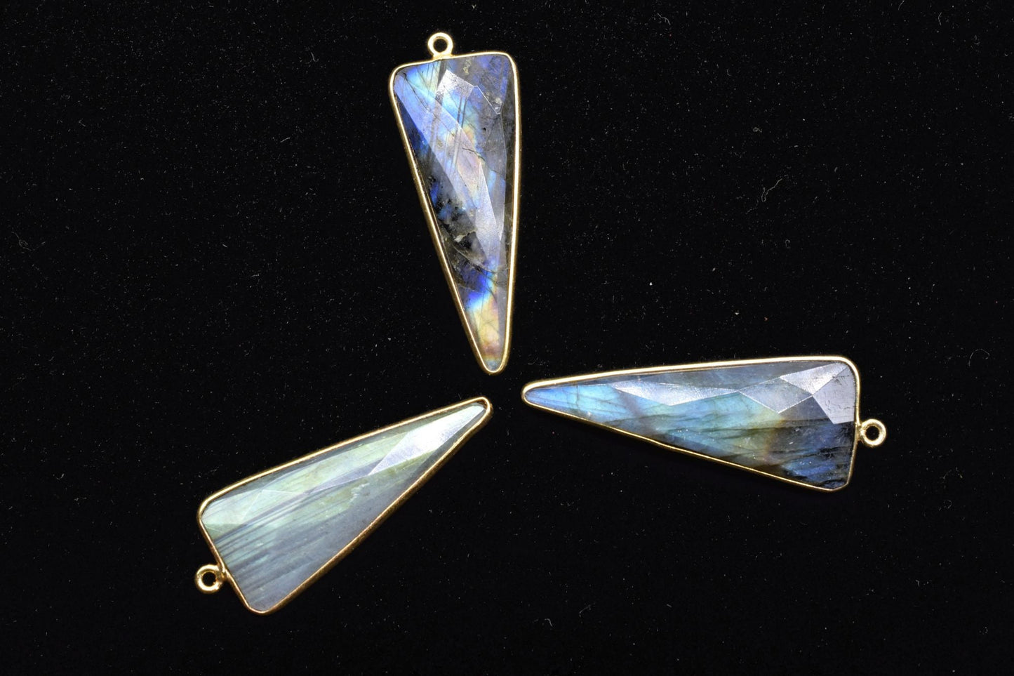 Labradorite 16x38mm Trillion Shape bezel,Gold Plated bezel,Labradorite Bezel Charm,Gold Vermeil Bezel,jewelry making charmGold-Filled bezel