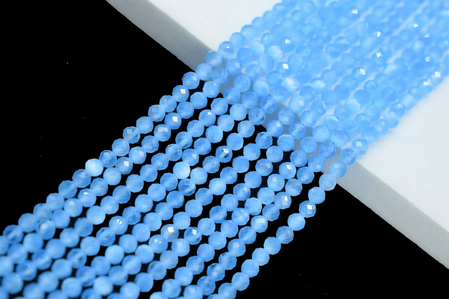 Blue Chalcedony AAA Faceted beads/Blue Stone Beads/Rondelle Beads/Jewerly Making Beads/Micro Cut Beads/Loose Gemstone Beads/Wholesale Beads