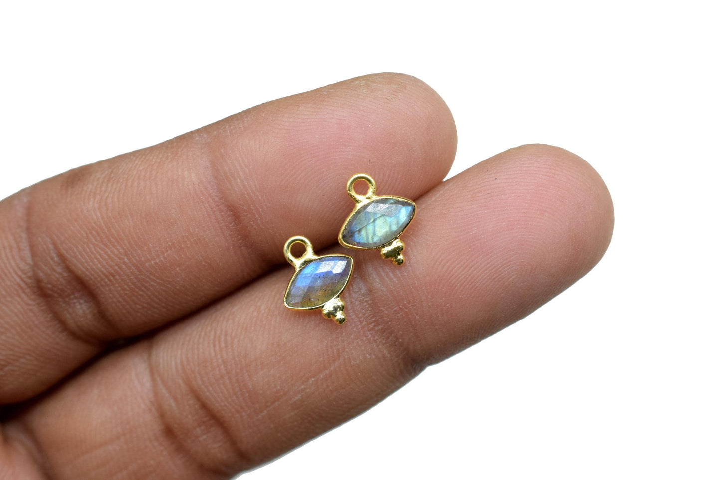 Natural Labradorite Charms Pendant/Marquise Shape Pendant/Handmade Pendant/Tiny Pendant/Necklace Connector jewelry/B'day Gift