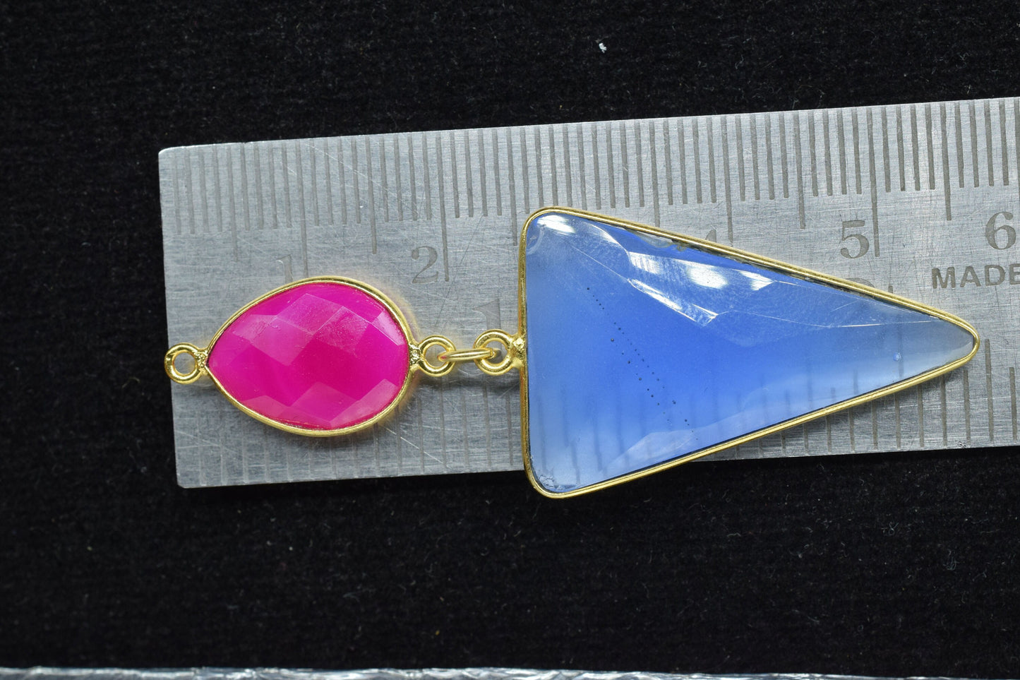 Blue Chalcedony Dangle pendant Charms,Necklace Connector,Handmade jewelry,Component pendant,Station Bezel Link,Multi Gemstone Dangle Earring