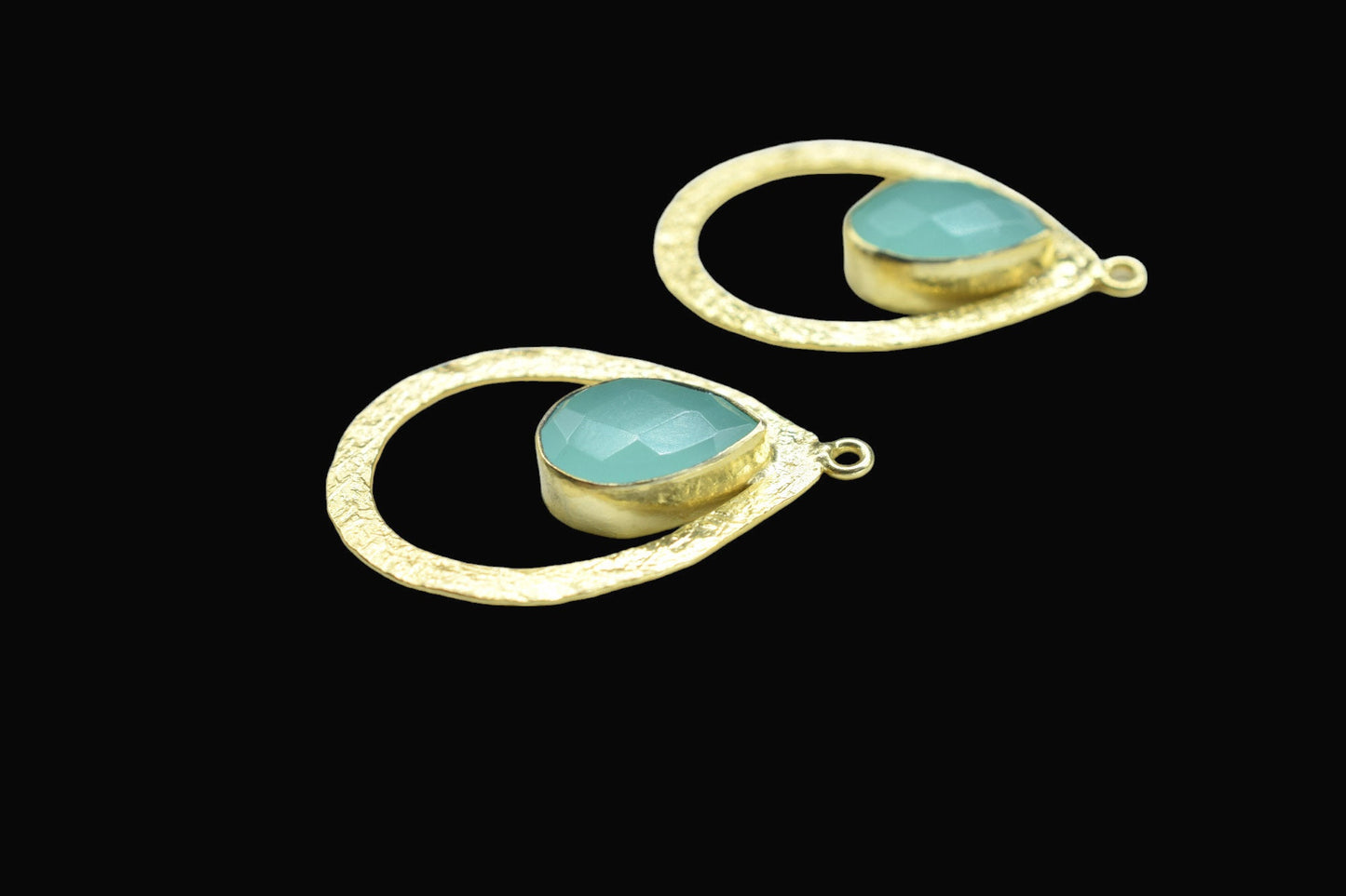 Aqua Chalcedony Gemstone Pendant/Pear Shape Pendant/Bezel Pendant/Jewelry making Stone/Gold Plated Jewelry/Connector Jewelry/Handmade/Gift