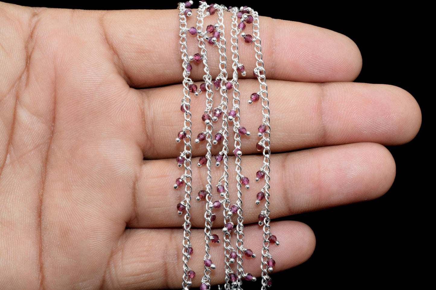 arnet Cluster Rosary,2mm Faceted Beads Rosary Roll,Wire Wrapped Bead Rosary Chain,Dangling Rosary Chain,Jewelry Making Supply,Garnet Rosary