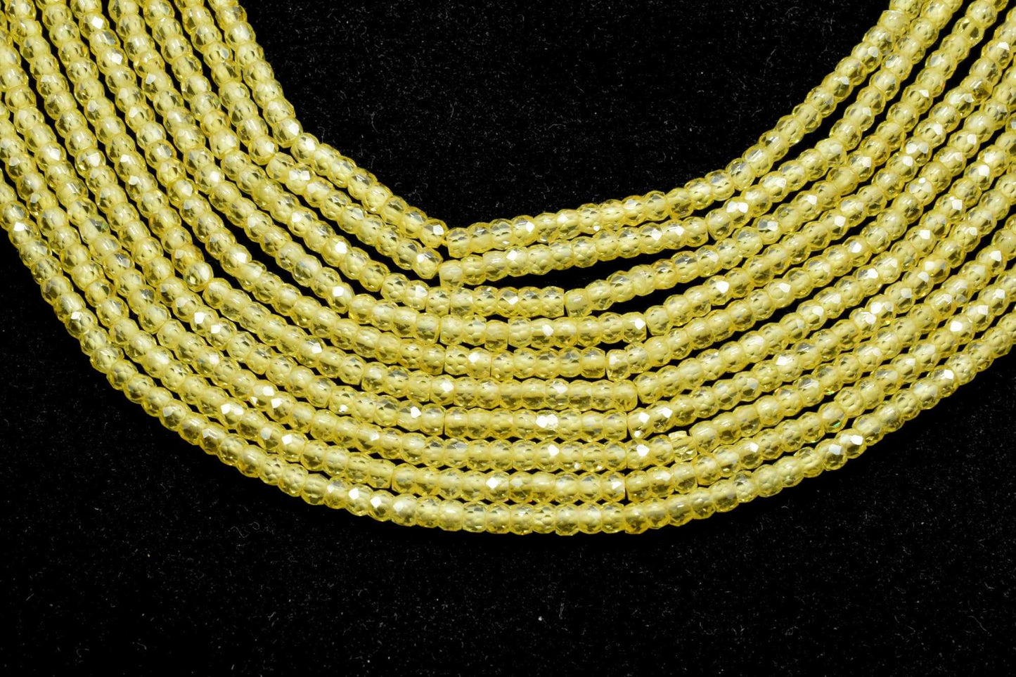 Yellow Sapphire 3mm Faceted Rondelle Beads,Natural Micro Yellow Sapphire Cubic Zircon Faceted Rondelle Beads/Yellow Sapphire Cubic Zirconia