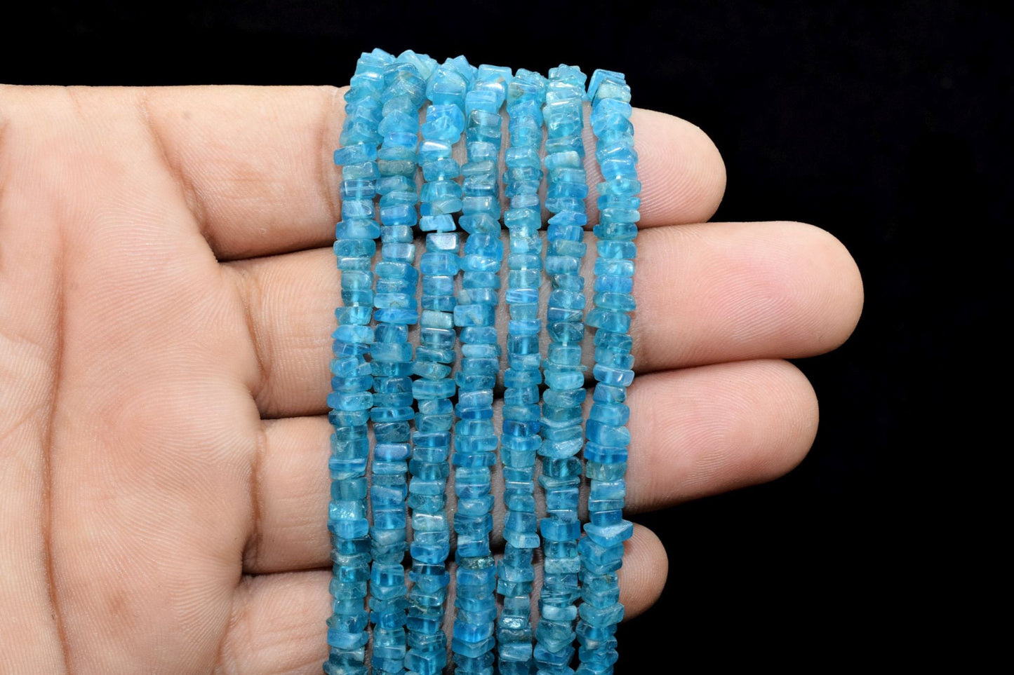 Natural Neon Apatite Heishi Square Beads 4 to 6 MM Size AAA Quality 16"inch Long Strand Square Heishi Beads Apatite Gemstone, Apatite Bead