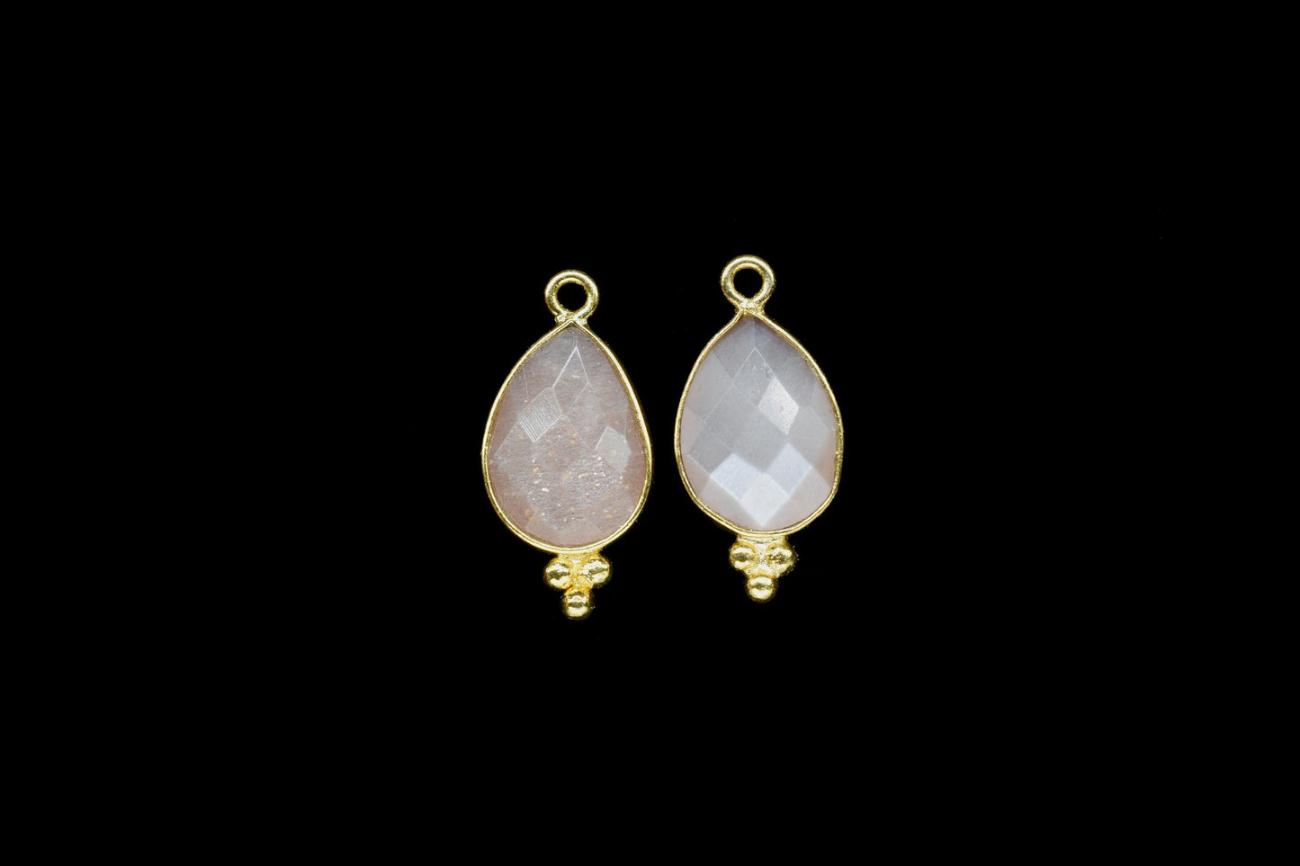 Peach Moonstone Faceted Charms Pendant,Peach Moonstone Single Bail Pendant Jewelry,Peach Gemstone 10x14mm Teardrop Shape Gold Plated bezel