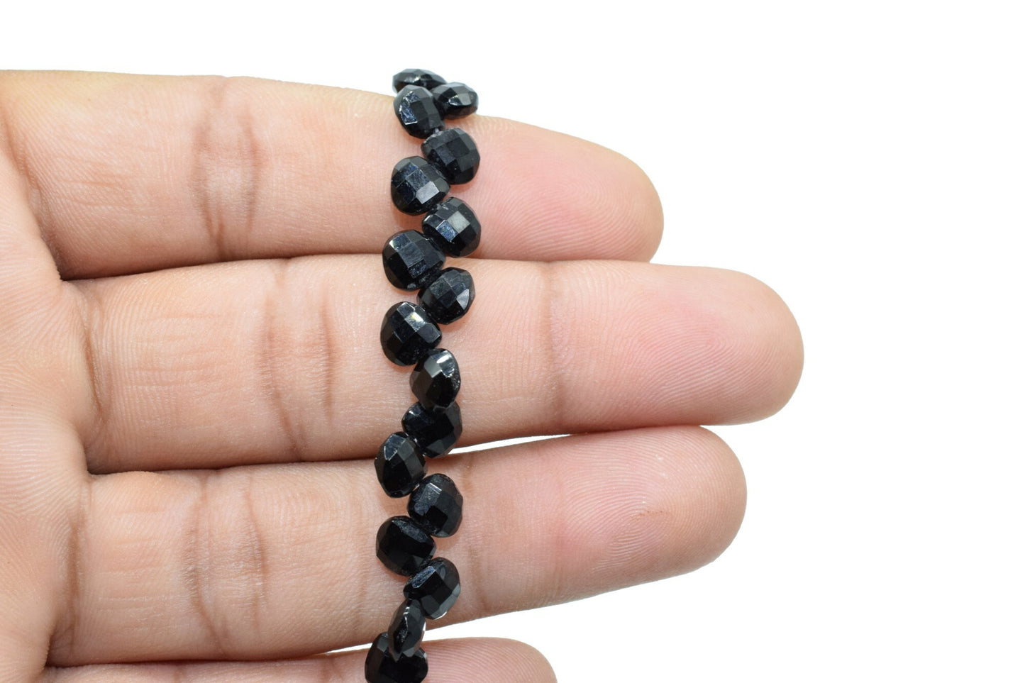 Black Onyx Heart shape 6mm Briolettes,Jewelry making supplies,craft supplies,Black Onyx faceted tiny briolette,beads strand,Black Onyx beads