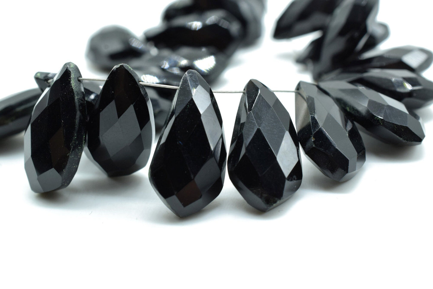 Black Onyx 10x20mm Horn shape faceted beads,Black Onyx Fancy Shape Briolettes,Gemstone Beads,Black Onyx Faceted beads,Shark Tooth shape bead