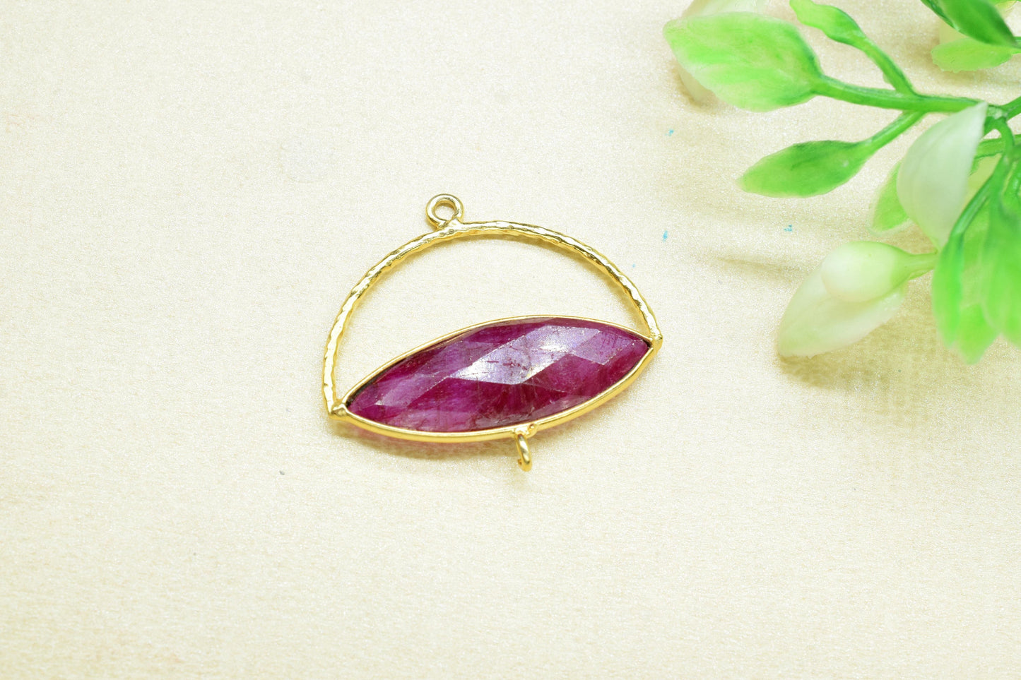 Natural Ruby Gemstone Component,Gemstone Connector Pendant,Jewellery Making Essentials,Single Loop Pendant,DIY Jewelry Making Supply,B'Gifts