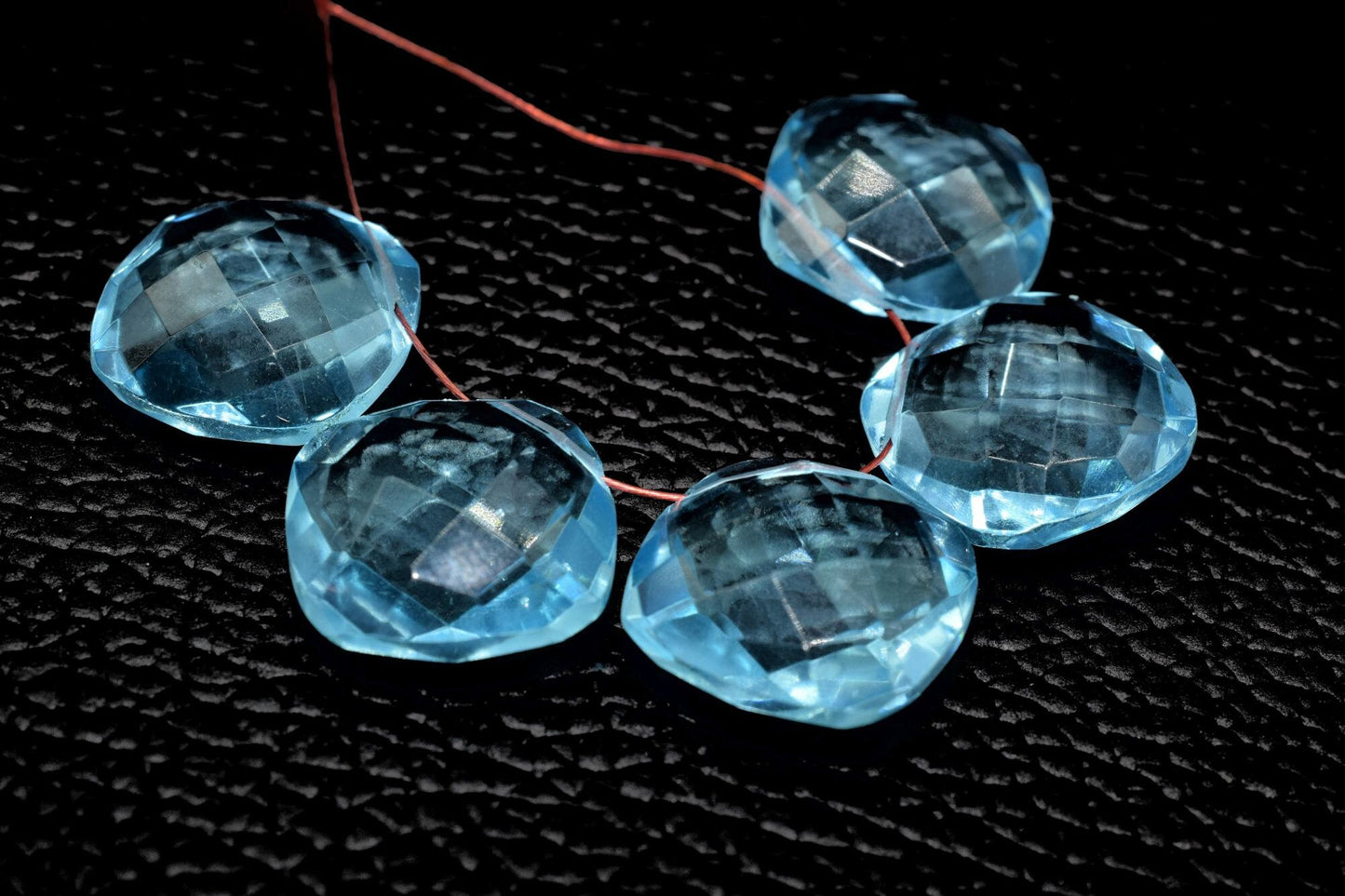 Sky Topaz Faceted Cushion Shape Briolettes,Side drilled Briolette,Finest Topaz Briolette,Handmade Briolette,December Birthstone briolette