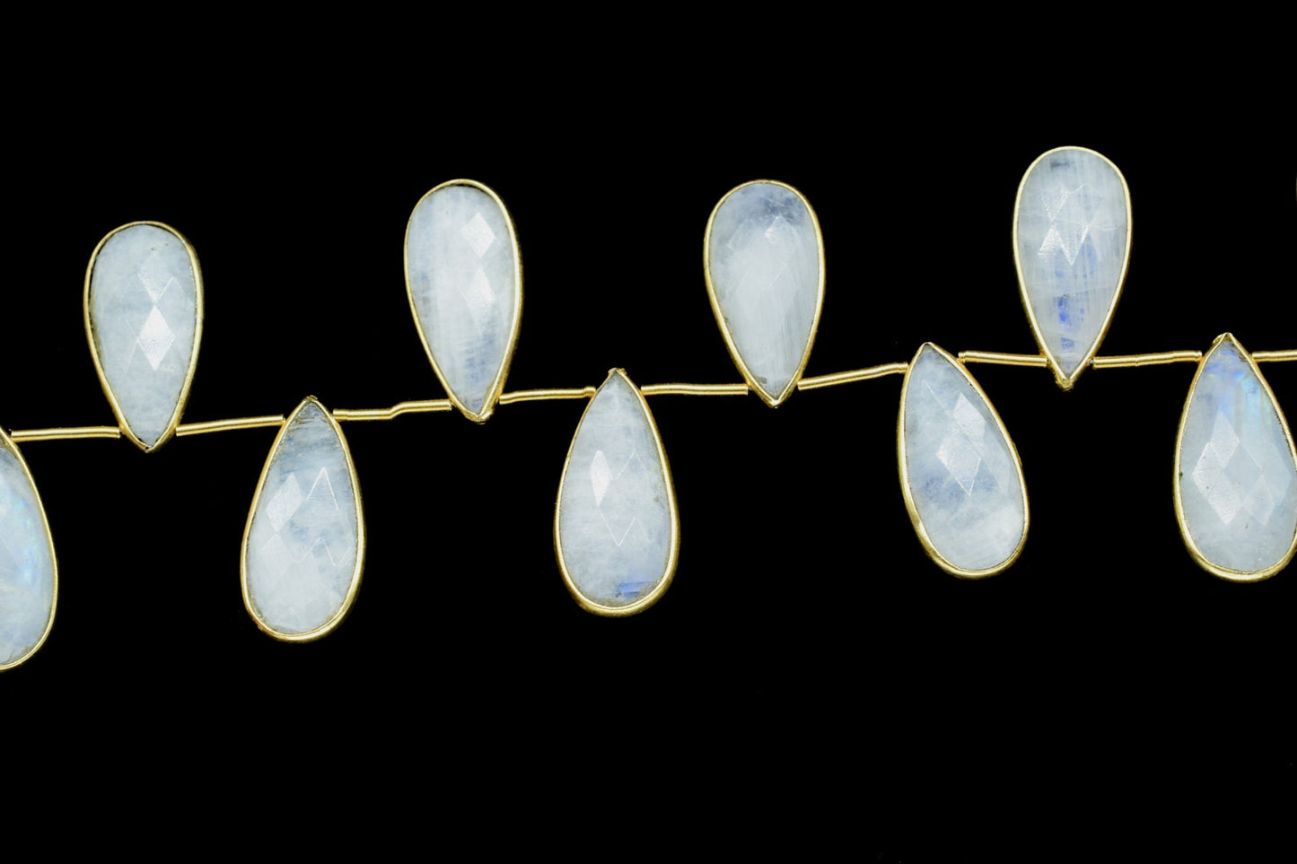 Moonstone Faceted Pear Shape 8x20mm 11 pieces strand,Moonstone Teardrop pendant,Moonstone Gold Plated bezel,jewelry making charms crafts,