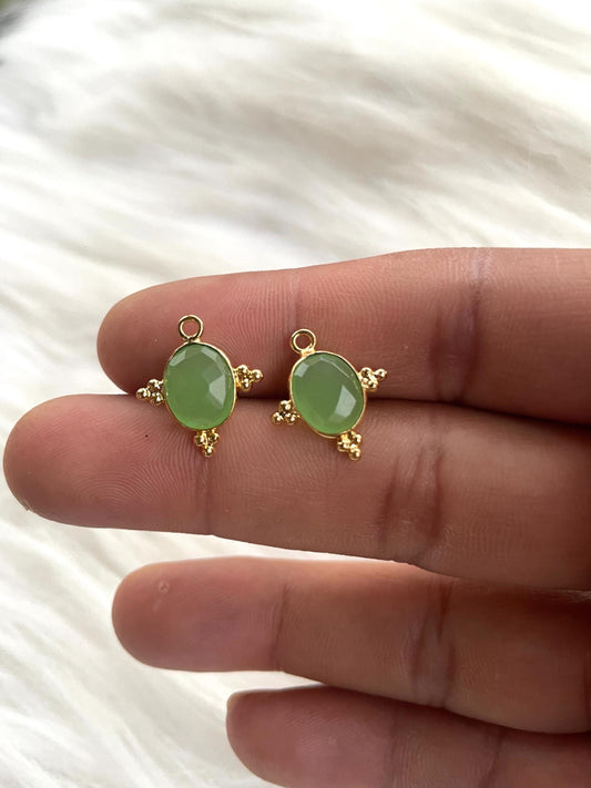 Prehnite Gemstone Gold Bezel Connector, Gemstone Connector, Connector for jewelry,Jewelry Making Supplies,Gold bezel,Prehnite Connectorbezel