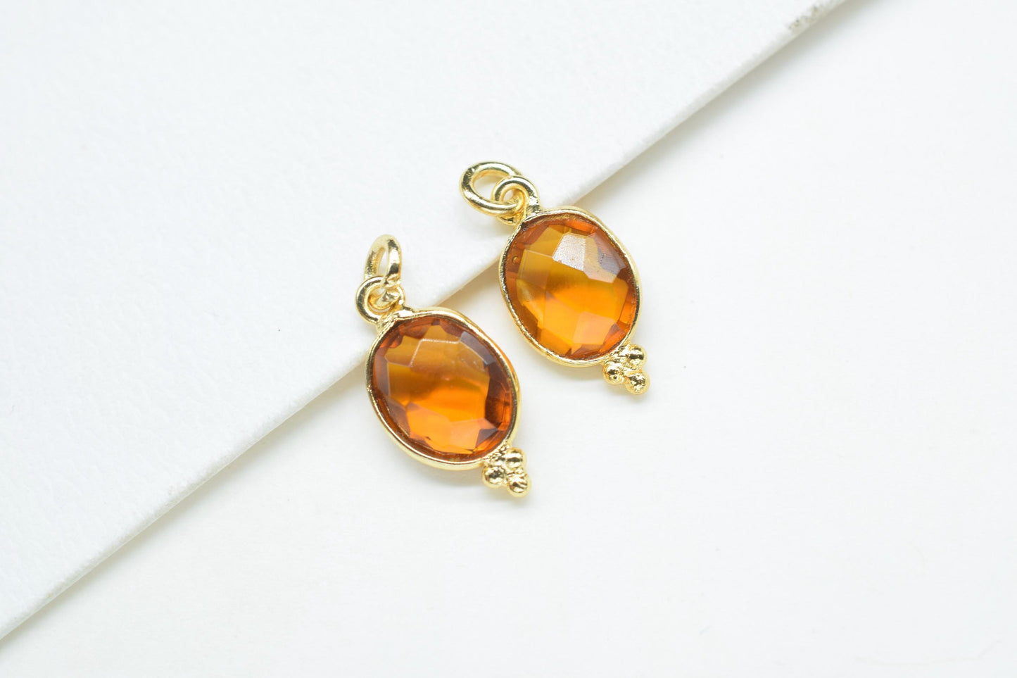 Citrine 8x10 oval,single Bail Connectors,Citrine Pear Shape Charms,Citrine Gold Plated Bezels,Jewelry Making Charms,Citrine charm,B'day Gift